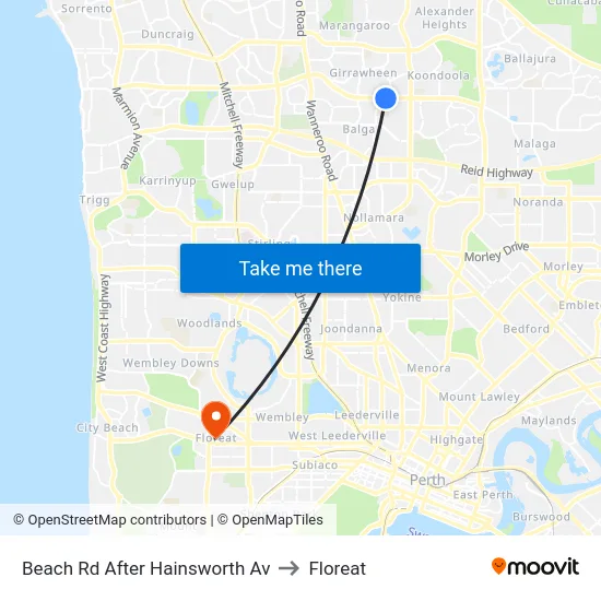 Beach Rd After Hainsworth Av to Floreat map