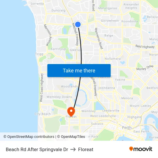 Beach Rd After Springvale Dr to Floreat map