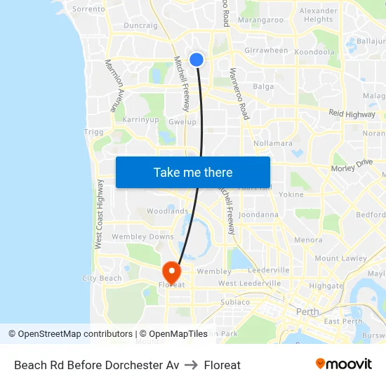 Beach Rd Before Dorchester Av to Floreat map