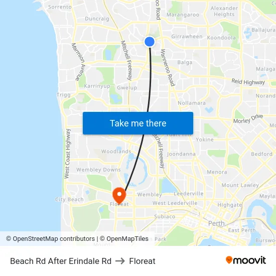 Beach Rd After Erindale Rd to Floreat map
