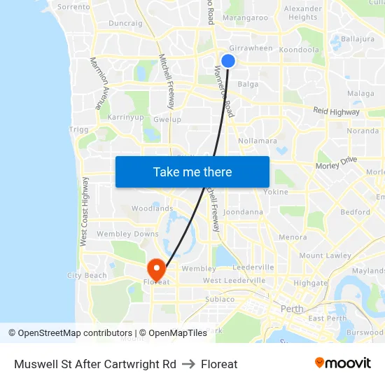 Muswell St After Cartwright Rd to Floreat map