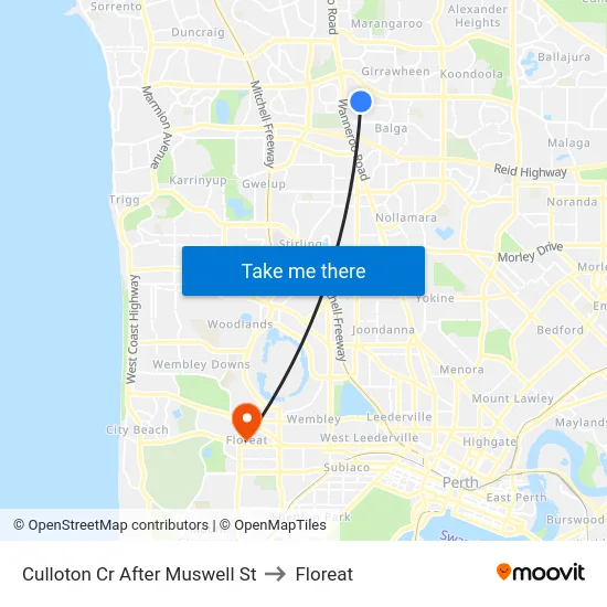 Culloton Cr After Muswell St to Floreat map