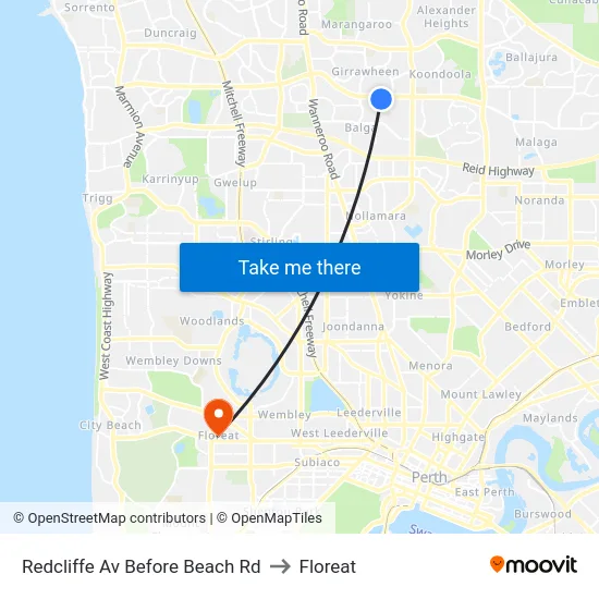 Redcliffe Av Before Beach Rd to Floreat map