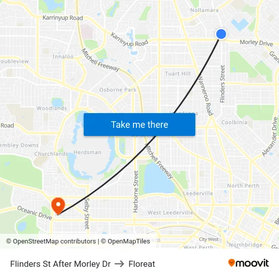 Flinders St After Morley Dr to Floreat map