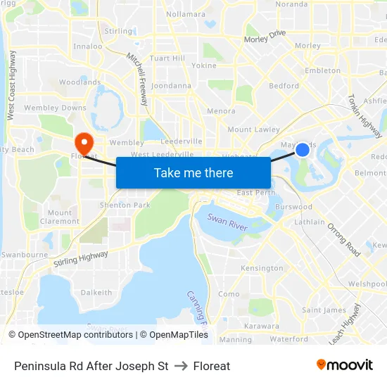 Peninsula Rd After Joseph St to Floreat map