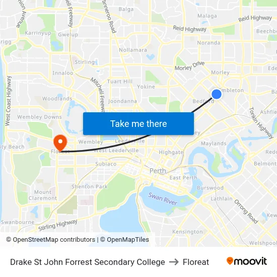 Drake St John Forrest Secondary College to Floreat map