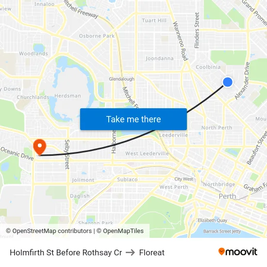 Holmfirth St Before Rothsay Cr to Floreat map