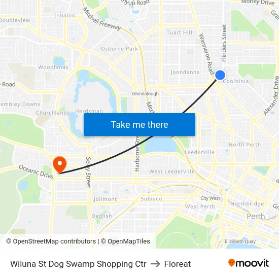 Wiluna St Dog Swamp Shopping Ctr to Floreat map