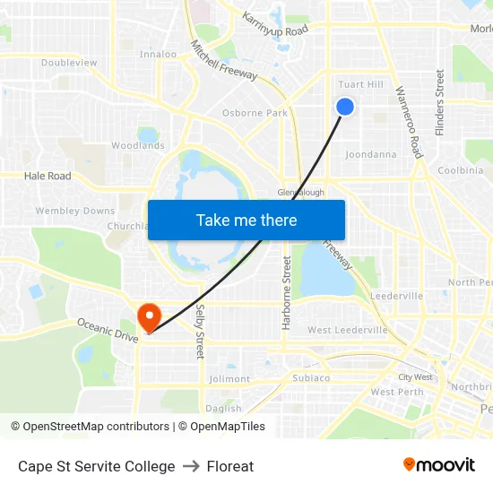 Cape St Servite College to Floreat map