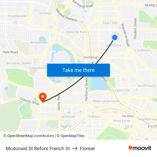 Mcdonald St Before French St to Floreat map