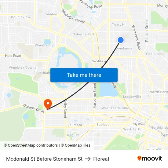 Mcdonald St Before Stoneham St to Floreat map