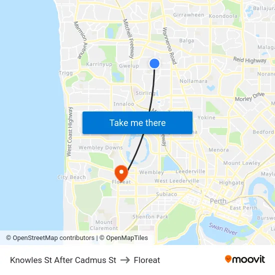 Knowles St After Cadmus St to Floreat map