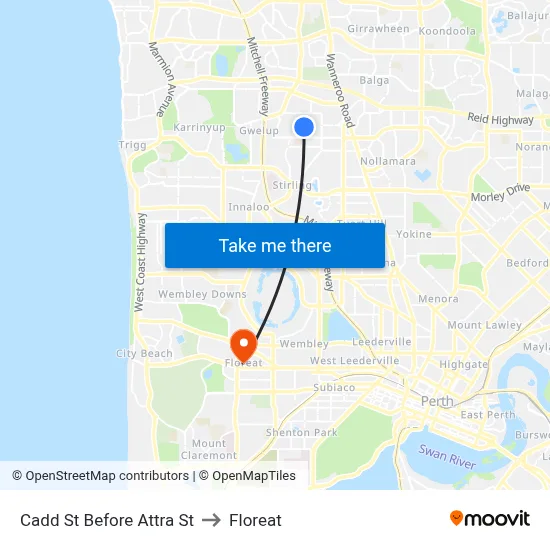 Cadd St Before Attra St to Floreat map
