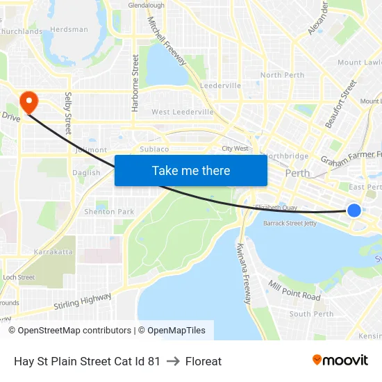 Hay St Plain Street Cat Id 81 to Floreat map