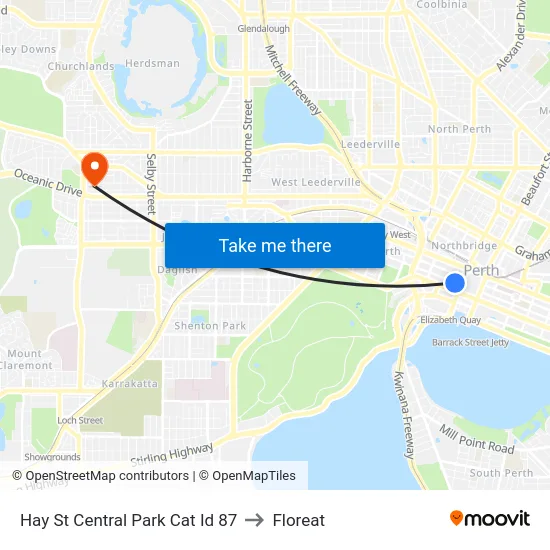 Hay St Central Park Cat Id 87 to Floreat map