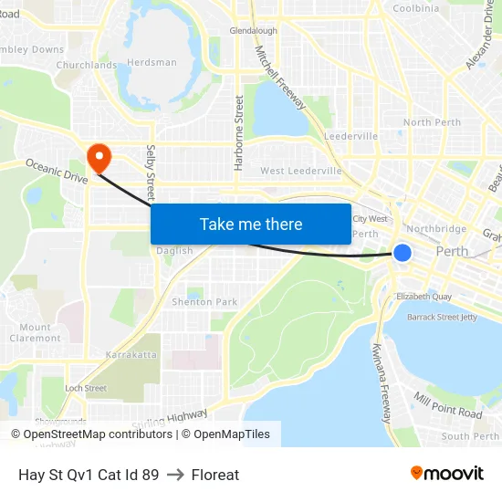Hay St Qv1 Cat Id 89 to Floreat map