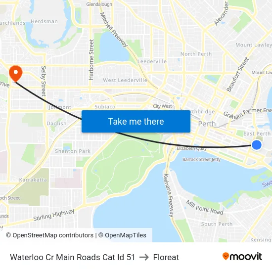 Waterloo Cr Main Roads Cat Id 51 to Floreat map