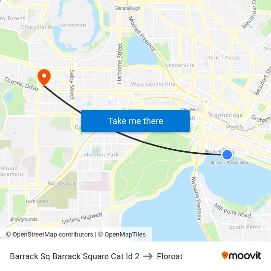 Barrack Sq Barrack Square Cat Id 2 to Floreat map