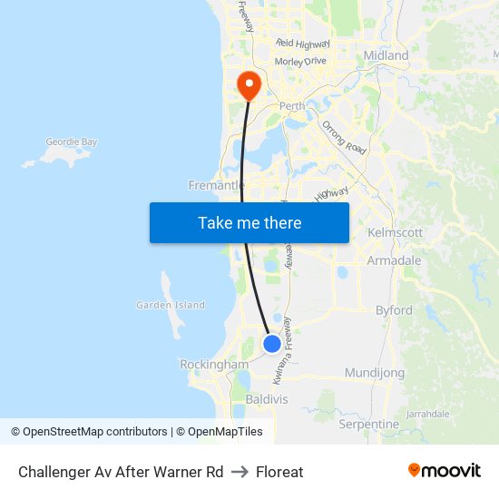 Challenger Av After Warner Rd to Floreat map