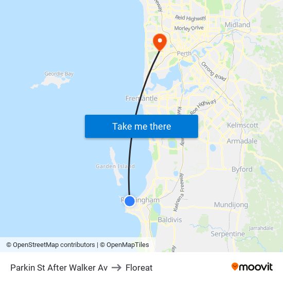 Parkin St After Walker Av to Floreat map