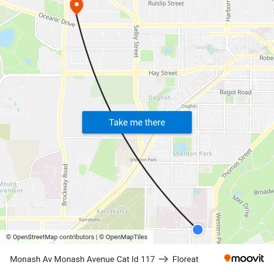 Monash Av Monash Avenue Cat Id 117 to Floreat map