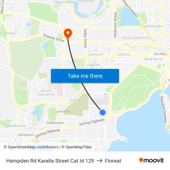 Hampden Rd Karella Street Cat Id 129 to Floreat map