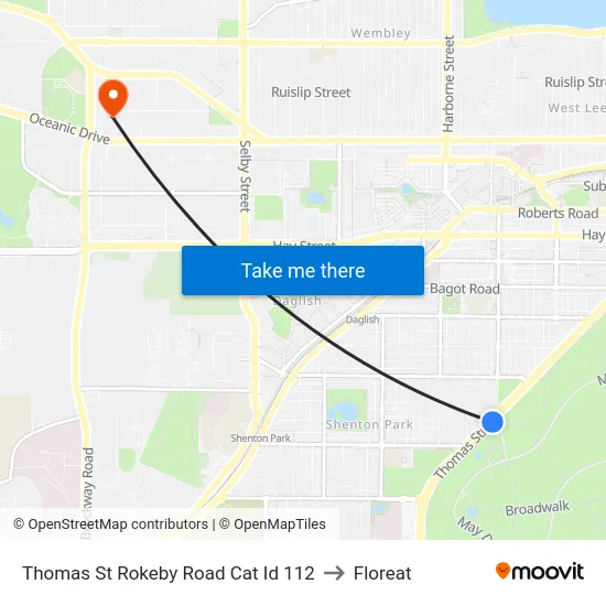 Thomas St Rokeby Road Cat Id 112 to Floreat map