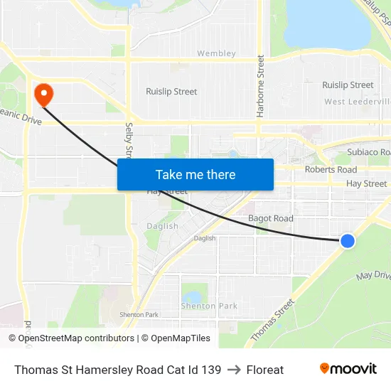 Thomas St Hamersley Road Cat Id 139 to Floreat map