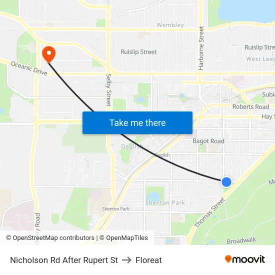 Nicholson Rd After Rupert St to Floreat map
