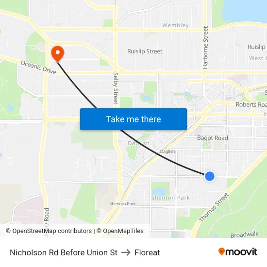Nicholson Rd Before Union St to Floreat map