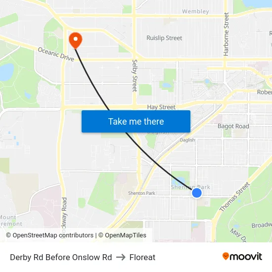 Derby Rd Before Onslow Rd to Floreat map