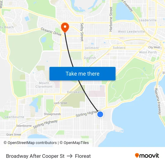Broadway  After Cooper St to Floreat map