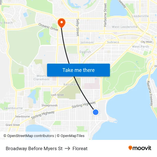 Broadway   Before Myers St to Floreat map