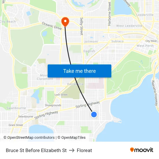 Bruce St Before Elizabeth St to Floreat map