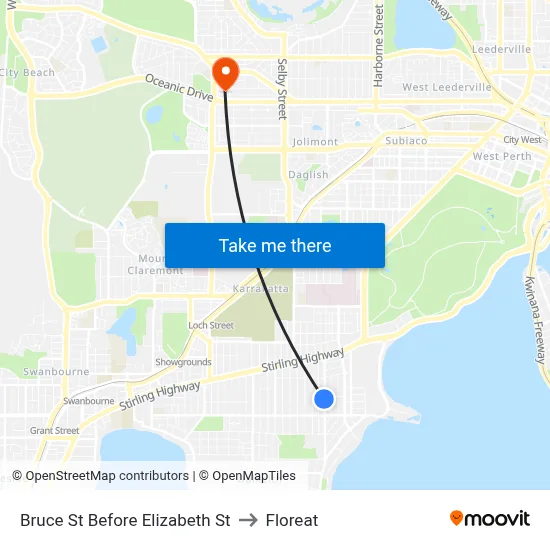 Bruce St Before Elizabeth St to Floreat map