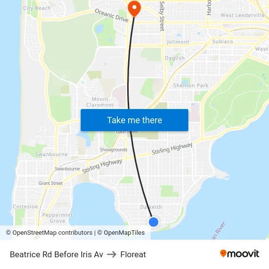 Beatrice Rd Before Iris Av to Floreat map