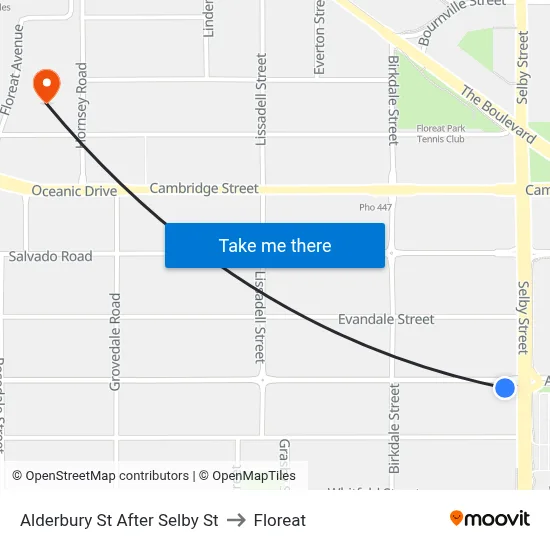 Alderbury St After Selby St to Floreat map