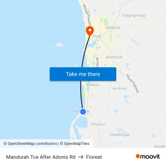Mandurah Tce After Adonis Rd to Floreat map