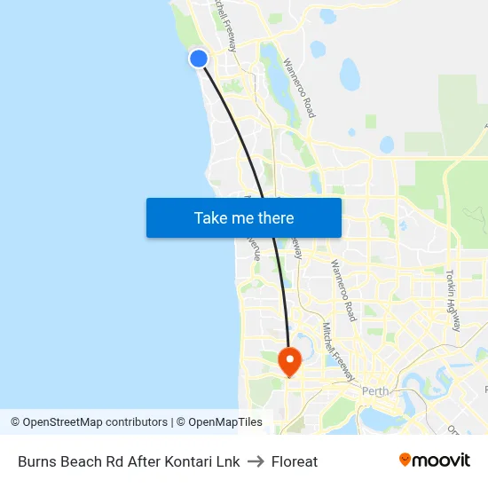 Burns Beach Rd After Kontari Lnk to Floreat map