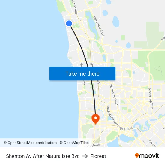 Shenton Av After Naturaliste Bvd to Floreat map