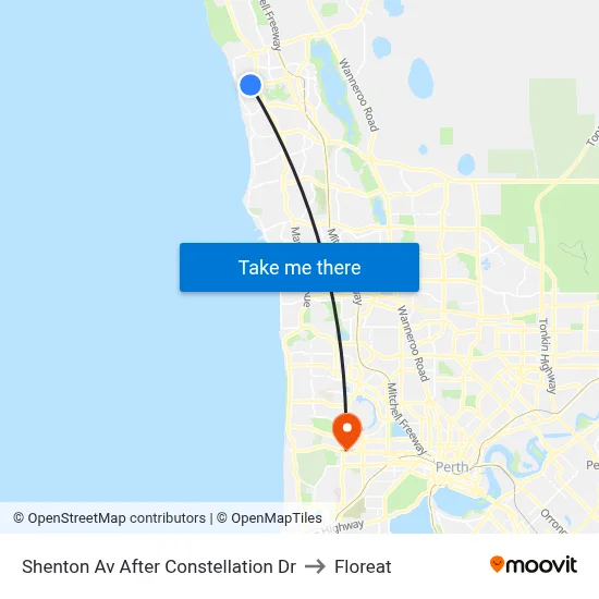 Shenton Av After Constellation Dr to Floreat map