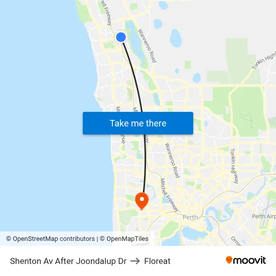 Shenton Av After Joondalup Dr to Floreat map