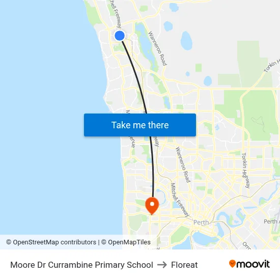 Moore Dr Currambine Primary School to Floreat map
