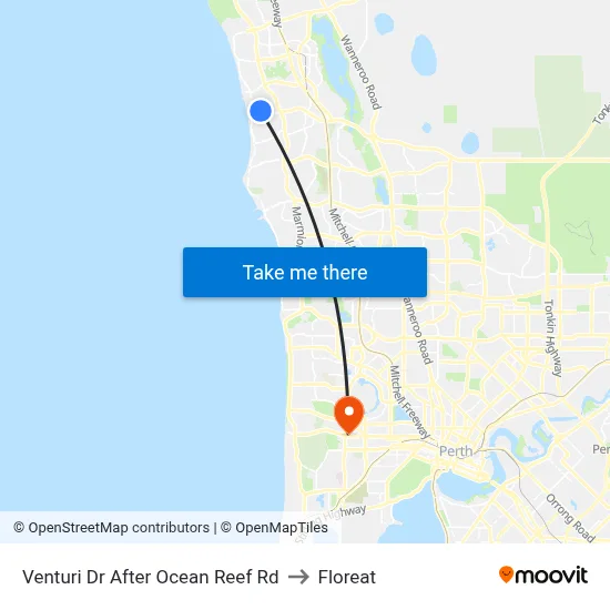 Venturi Dr After Ocean Reef Rd to Floreat map