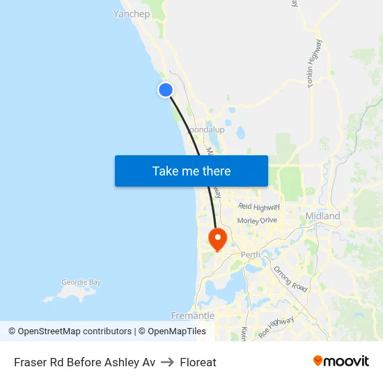 Fraser Rd Before Ashley Av to Floreat map