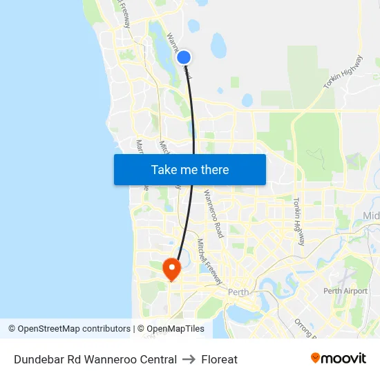 Dundebar Rd Wanneroo Central to Floreat map