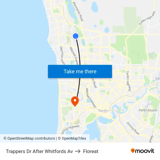 Trappers Dr After Whitfords Av to Floreat map