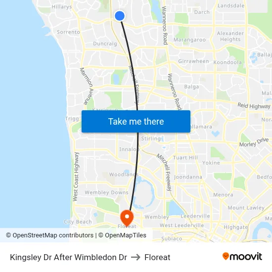 Kingsley Dr After Wimbledon Dr to Floreat map