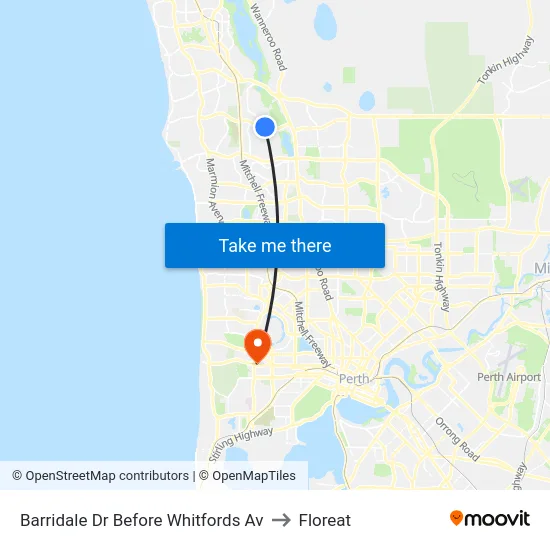 Barridale Dr Before Whitfords Av to Floreat map