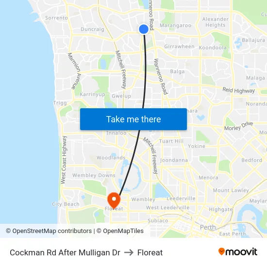 Cockman Rd After Mulligan Dr to Floreat map